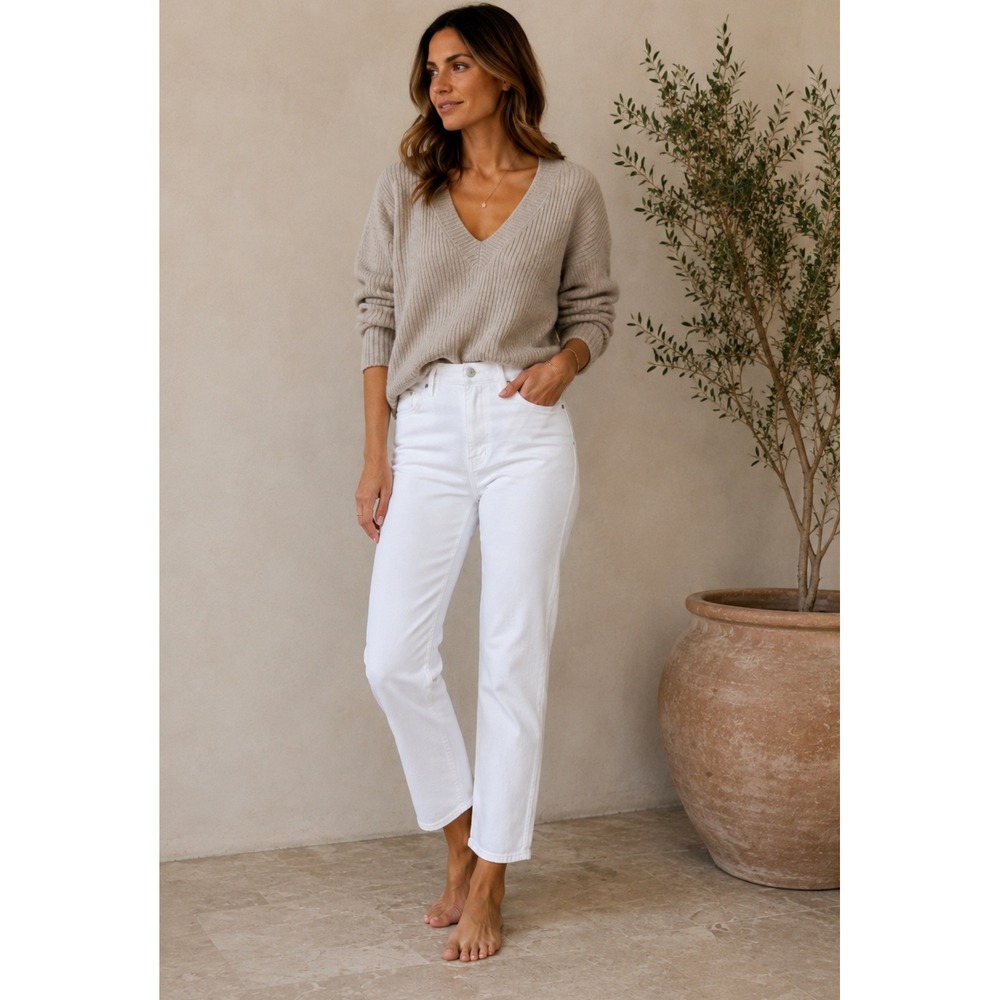 MOTHER SUPERIOR The Tomcat High Rise Straight Jeans White Totally Innocent 29